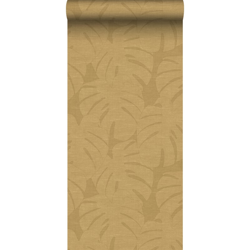 Tapeta tropikalne liście ochry żółtej - 50 x 900 cm - ORIGIN