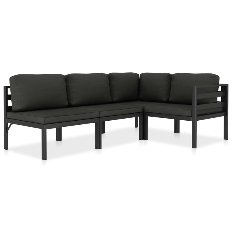 4-cz. zestaw wypoczynkowy, poduszki, aluminium, antracyt vidaXL