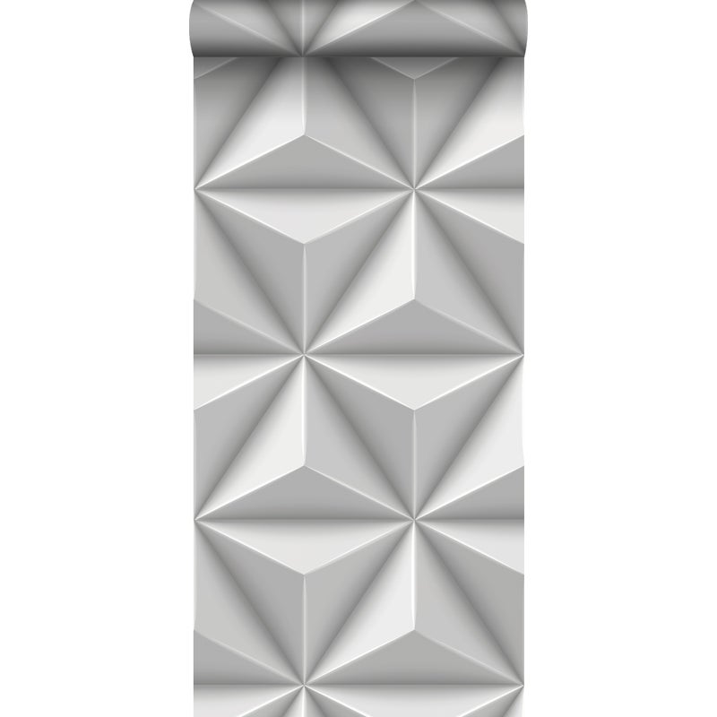 Tapeta flizelinowa z ekoteksturą graficzny motyw 3D jasnoszarym - 53 cm x 10.05 m - ORIGIN