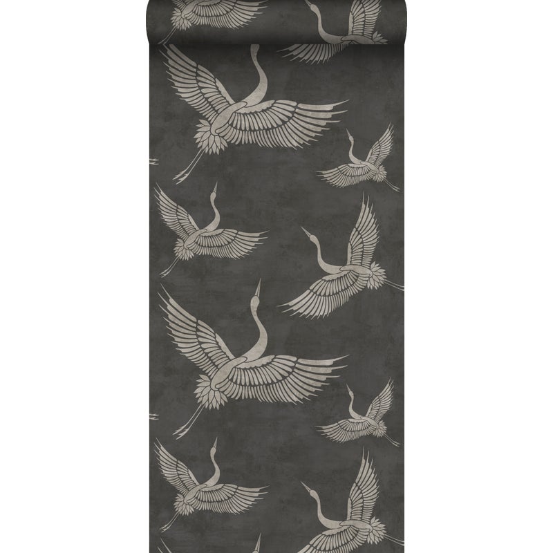 Tapeta żurawi ciemnoszarym - 53 cm x 10.05 m - ESTAHOME