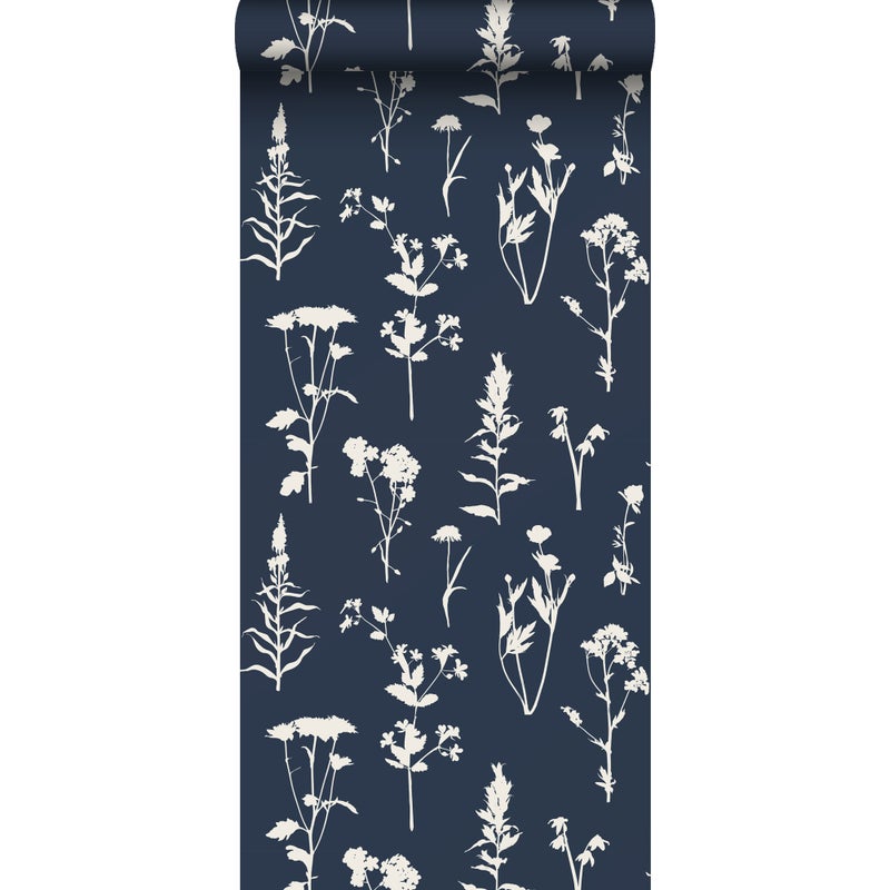 Tapeta kwiaty polne ciemnoniebieskim - 50 x 900 cm - ESTAHOME