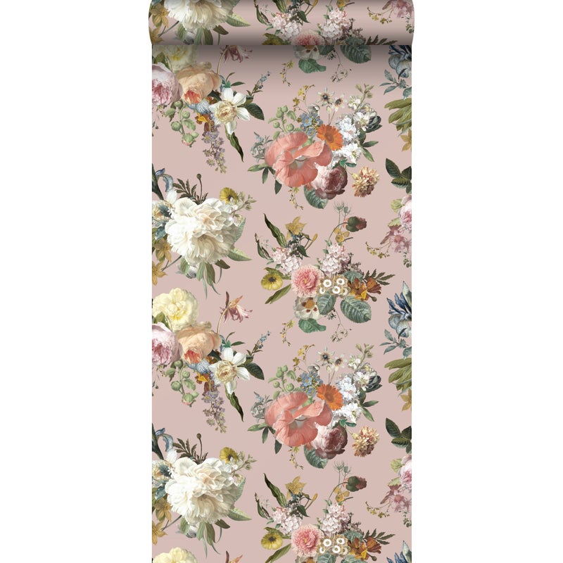 Tapeta zabytkowe kwiaty starego różu - 53 cm x 10.05 m - ESTAHOME