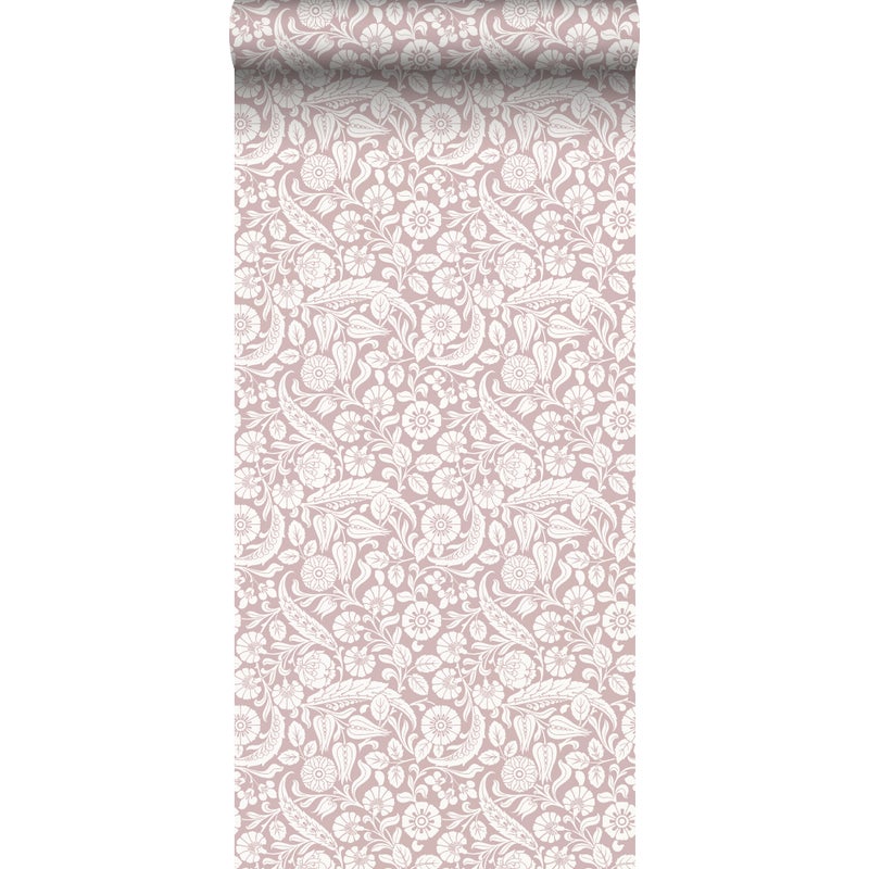 Tapeta kwiatowy wzór jasnego fioletu - 50 x 900 cm - ESTAHOME