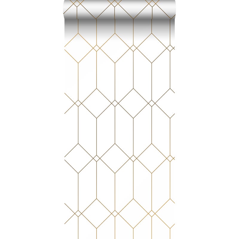 Tapeta motyw art déco białymIzłotym - 53 cm x 10.05 m - ESTAHOME