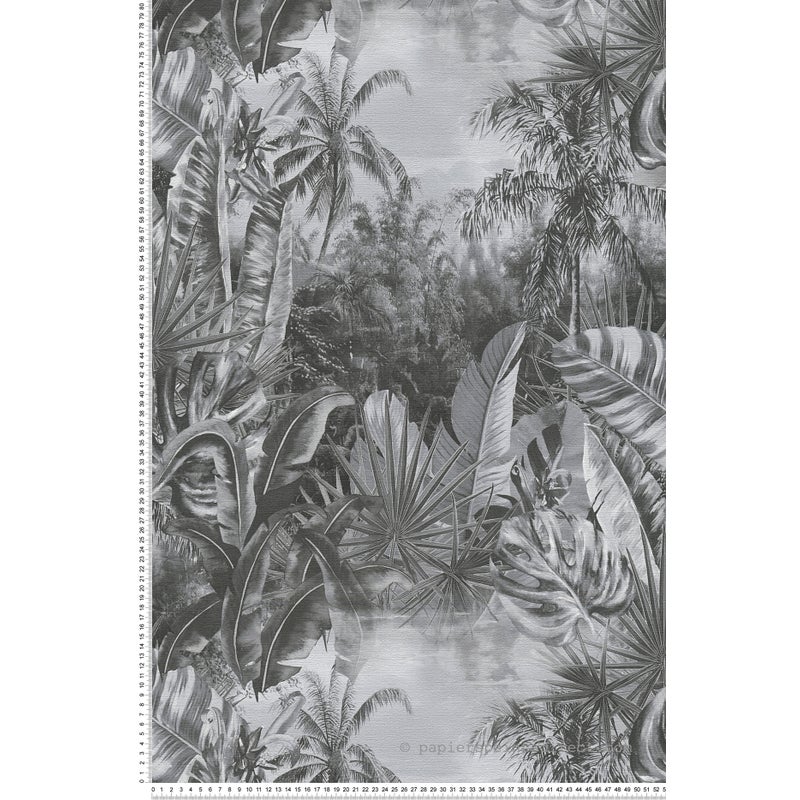 Tapeta motyw dżungli szarymIszarym - 53 cm x 10.05 m - LIVINGWALLS