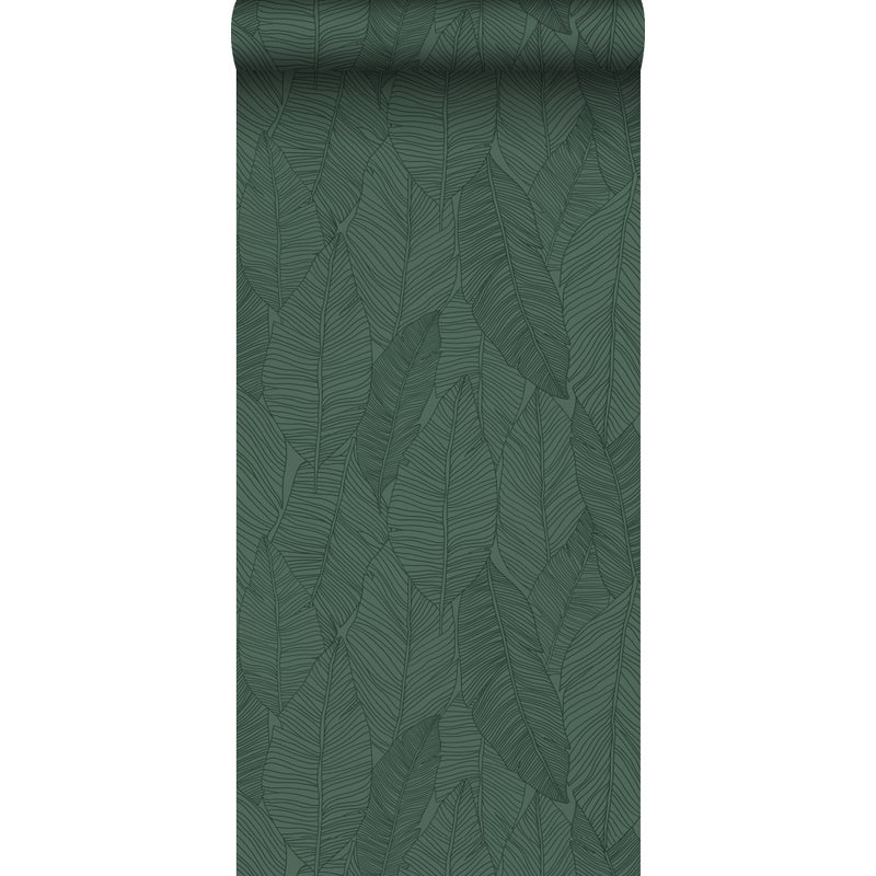Tapeta narysowane liście ciemnej zieleni - 53 cm x 10.05 m - ESTAHOME