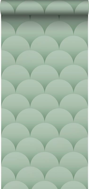 Tapeta motyw art déco szaro zielonym - 50 x 900 cm - ESTAHOME