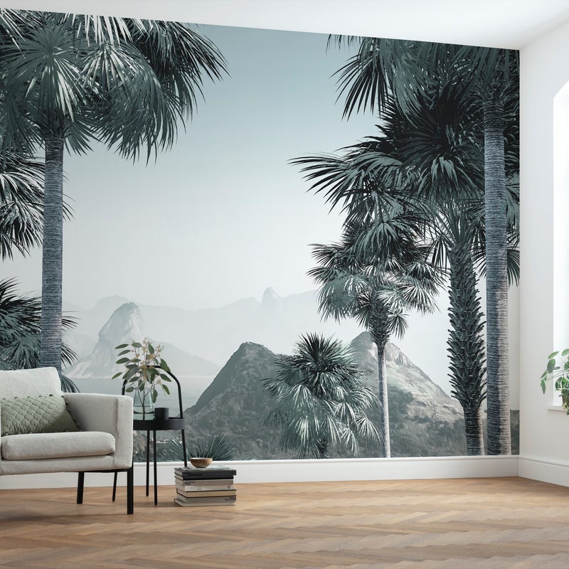 Fototapeta tropikalny raj szaro zielonym - 400 x 280 cm - SANDERS & SANDERS