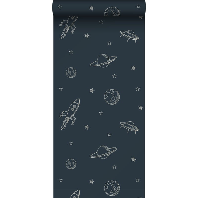 Tapeta planety w kosmosie ciemnoniebieskim - 53 cm x 10.05 m - ESTAHOME