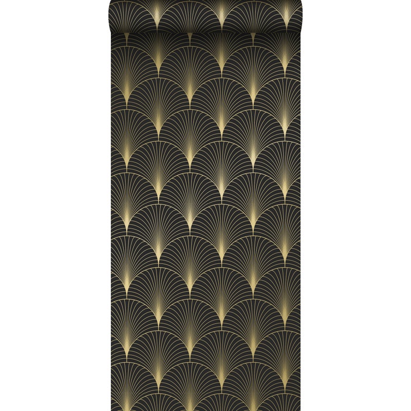 Tapeta motyw art déco czarnymIzłotym - 53 cm x 10.05 m - ESTAHOME
