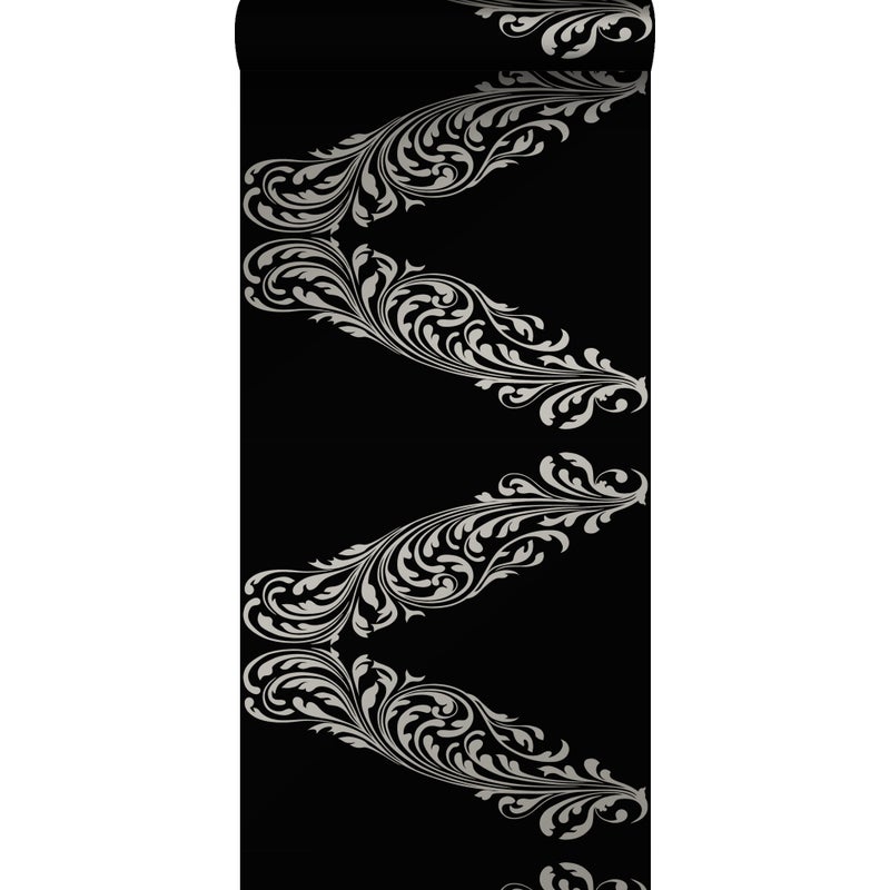 Tapeta ozdoby w matowym czarnym kolorzeIszarym - 53 cm x 10.05 m - ORIGIN