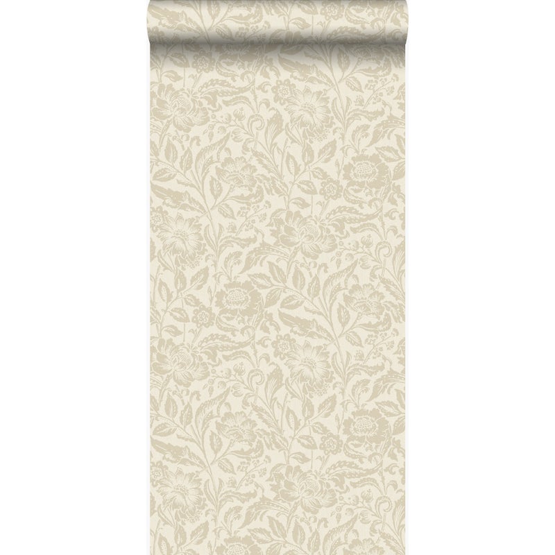 Tapeta kwiaty kremowym - 53 cm x 10.05 m - ORIGIN