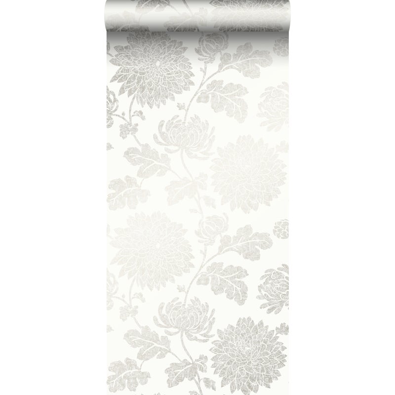 Tapeta kwiaty białym - 53 cm x 10.05 m - ORIGIN