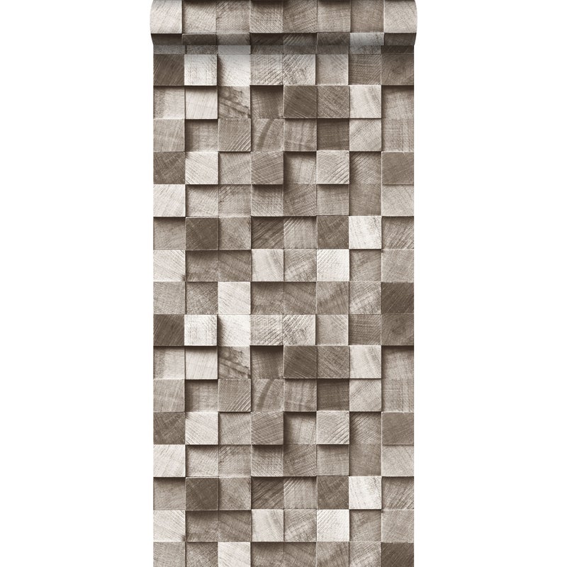 Tapeta Motyw drewna 3D brązowym - 53 cm x 10.05 m - ESTAHOME