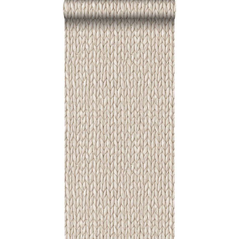 Tapeta tkany motyw trzciny jasny kremowy beż - 53 cm x 10.05 m - ESTAHOME