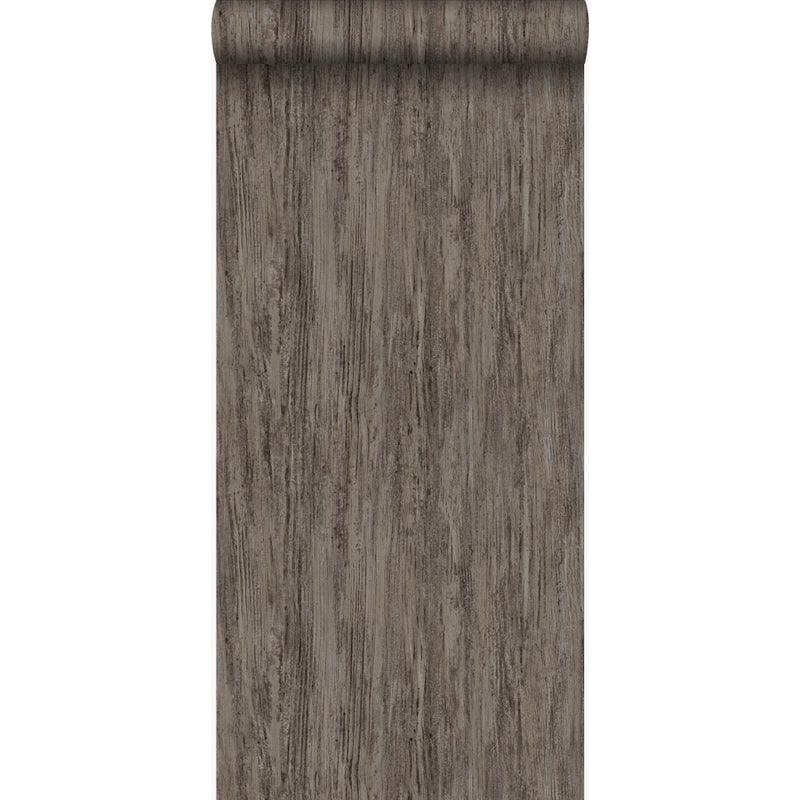 Tapeta wygląd drewna ciemny taupe - 53 cm x 10.05 m - ORIGIN