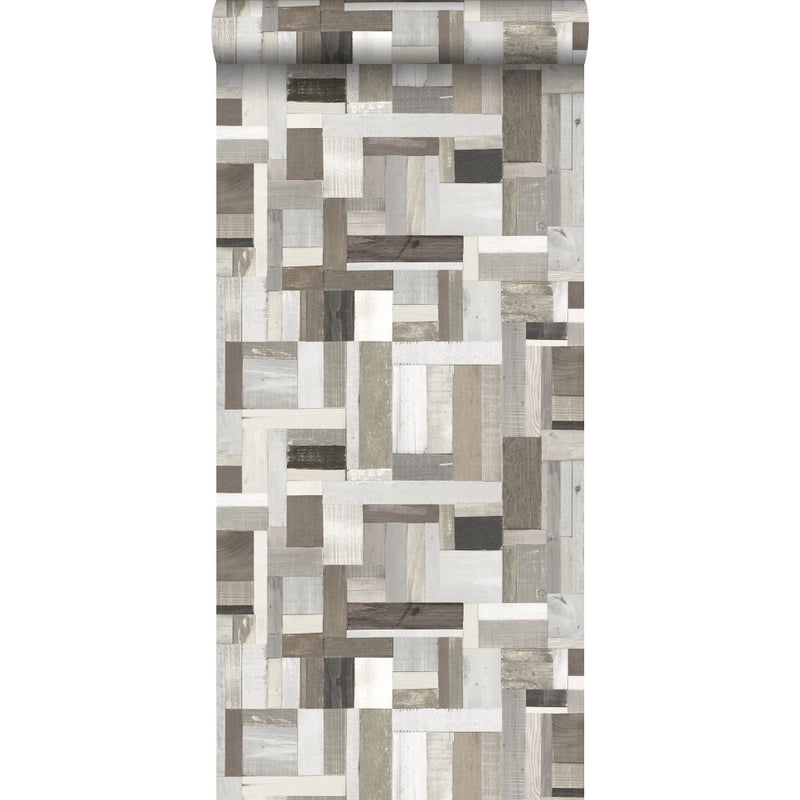 Tapeta odpady drewniane beżowymItaupe - 53 cm x 10.05 m - ESTAHOME