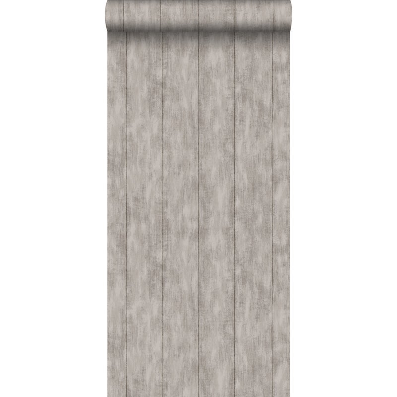 Tapeta odpady drewniane taupe - 53 cm x 10.05 m - ESTAHOME