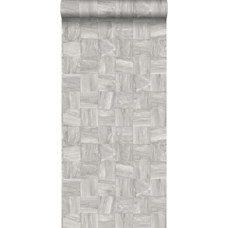 Tapeta flizelinowa z ekoteksturą motyw sklejki jasnoszarym - 53 cm x 10.05 m - ORIGIN