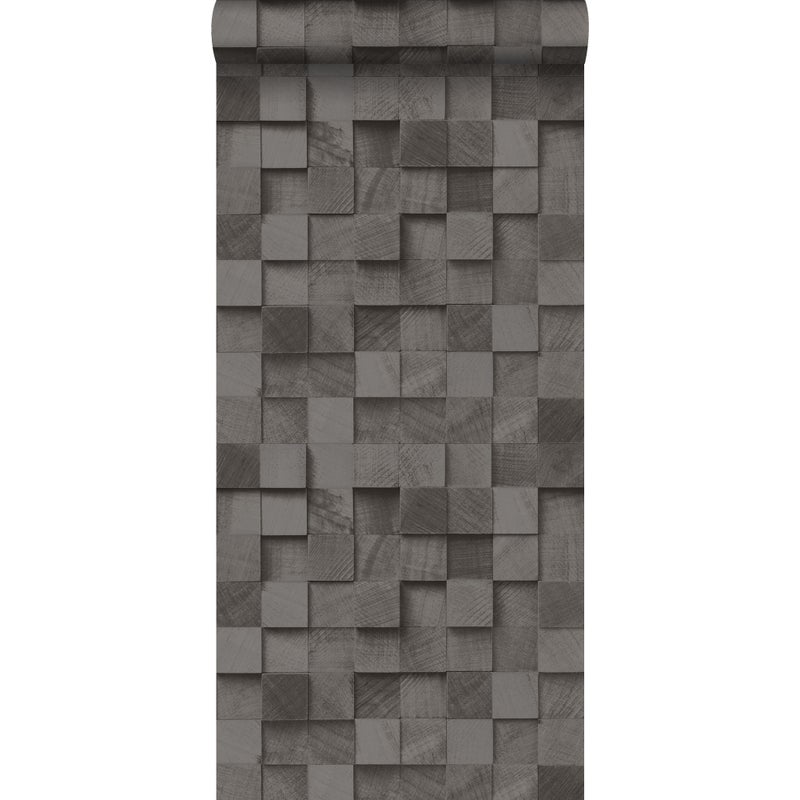 Tapeta Motyw drewna 3D czarnym - 53 cm x 10.05 m - ESTAHOME