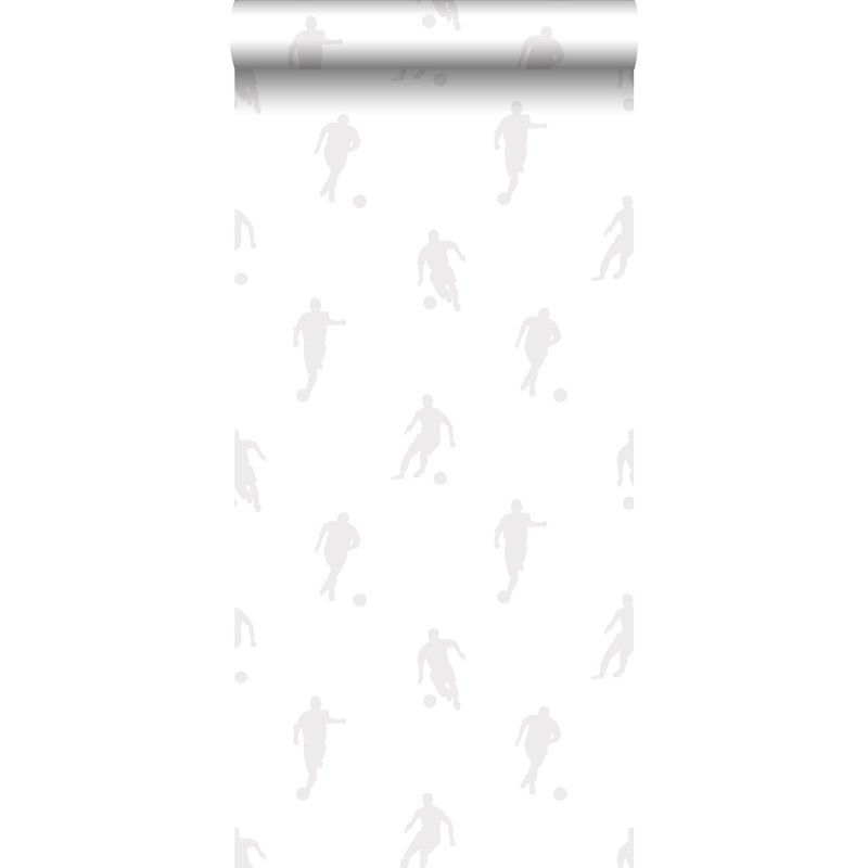 Tapeta piłkarze srebrnym na białym - 53 cm x 10.05 m - ESTAHOME
