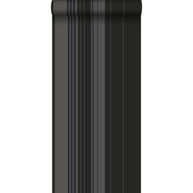 Tapeta paski czarnymIbłyszczącego brązu - 53 cm x 10.05 m - ORIGIN