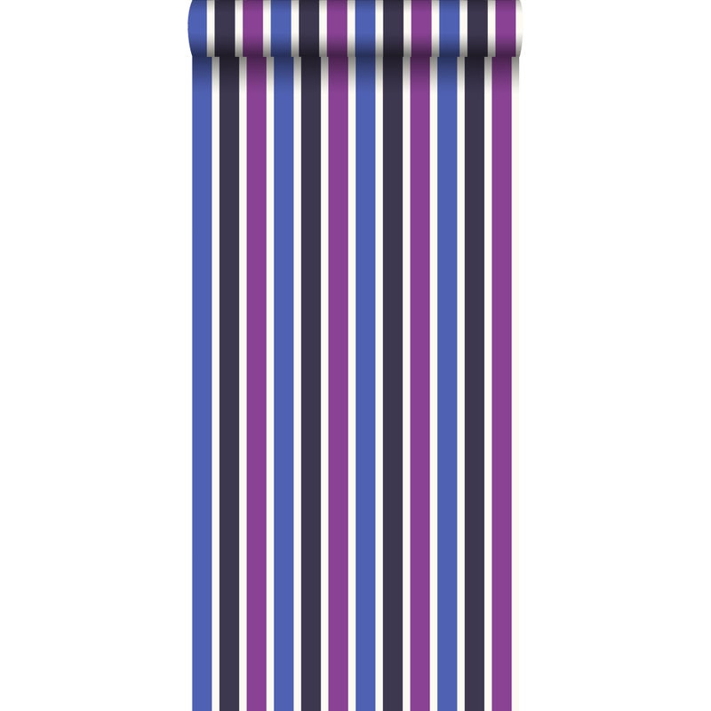 Tapeta paski niebieskimIfioletowym - 53 cm x 10.05 m - ESTAHOME