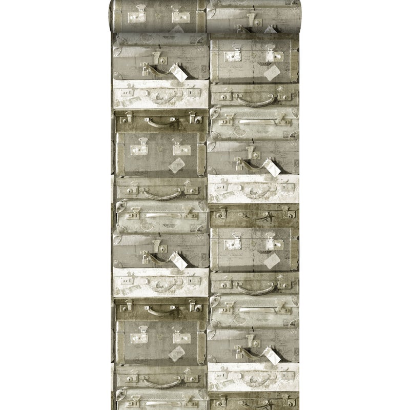 Tapeta zabytkowe walizki jasny brąz - 53 cm x 10.05 m - ESTAHOME