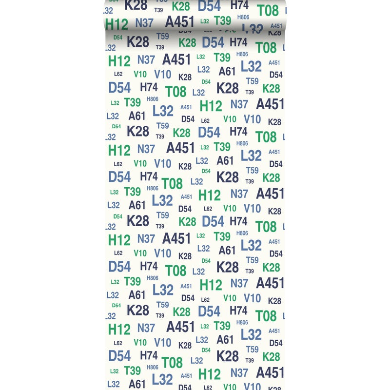 Tapeta piktogramy granatowymIzielonym - 53 cm x 10.05 m - ESTAHOME