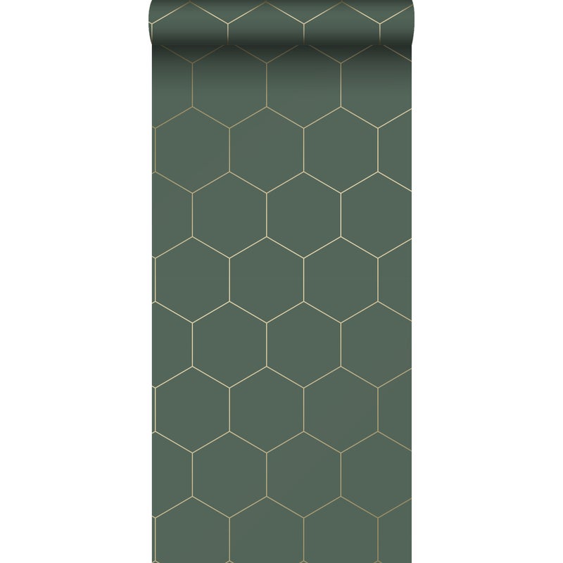 Tapeta klątwa ciemnej zieleniIzłotym - 53 cm x 10.05 m - ESTAHOME