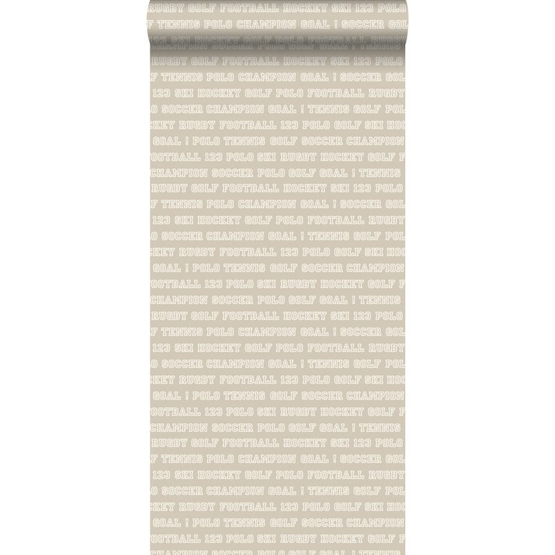 Tapeta teksty sportowe ciepłej szarości - 53 cm x 10.05 m - ESTAHOME
