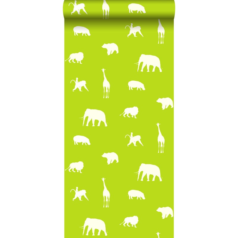 Tapeta Zwierząt limonkowej zieleni - 53 cm x 10.05 m - ESTAHOME