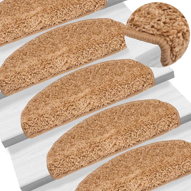 Maty na schody 10 szt. 65x21x4 cm Beżowe półokrągłe duże vidaXL