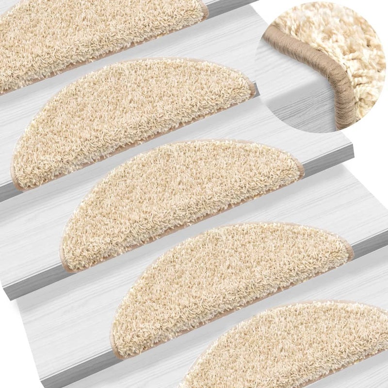 Maty na schody 10 szt. 56x17x3 cm Kremowe półokrągłe vidaXL