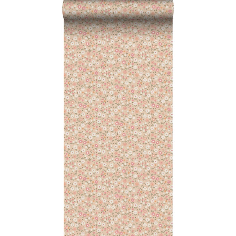 Tapeta kwiaty różowym,zielonymIbiałym - 50 x 900 cm - ESTAHOME