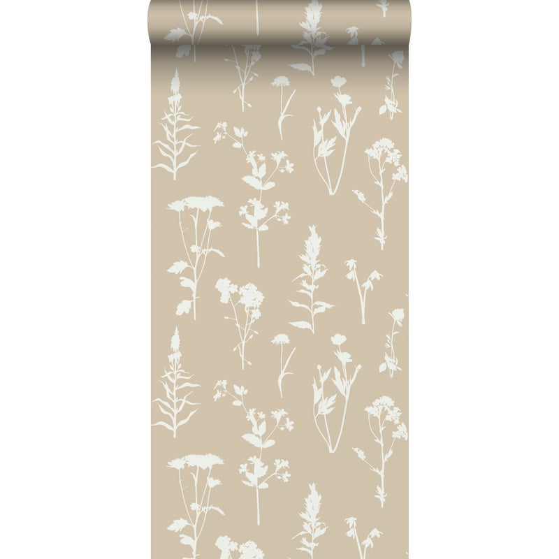 Tapeta kwiaty polne piaskowego beżu - 53 cm x 10.05 m - ESTAHOME