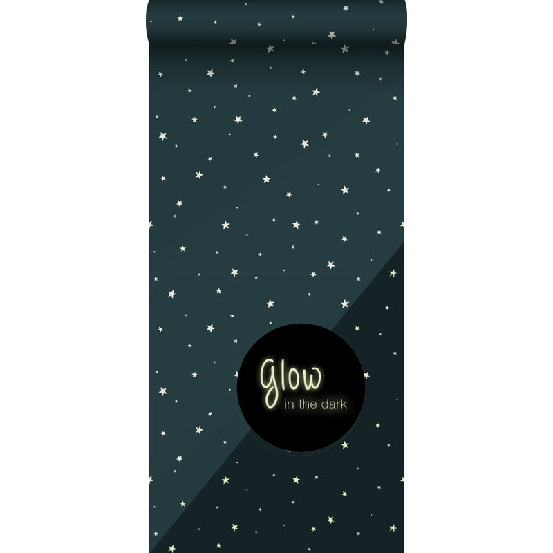 Tapeta świecąca w ciemności świecące gwiazdy ciemnoniebieskim - 53 cm x 10.05 m - ESTAHOME