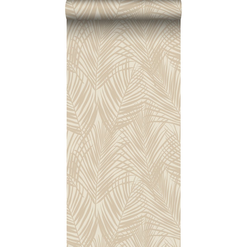 Tapeta liście palmowe jasnego beżu - 53 cm x 10.05 m - ESTAHOME