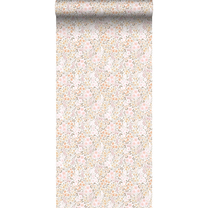 Tapeta kwiaty delikatnego różuIbeżowym - 53 cm x 10.05 m - ESTAHOME