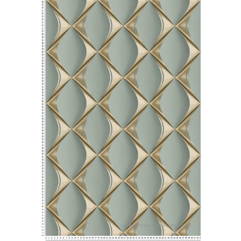 Tapeta Motyw 3D zielonymIzłotym - 53 cm x 10.05 m - LIVINGWALLS