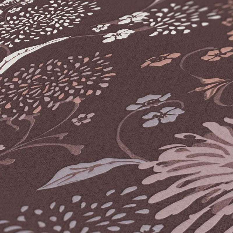 Tapeta kwiatowy wzór czerwonym,liliowo fioletowym,białymIróżowym - 53 cm x 10.05 m - LIVINGWALLS