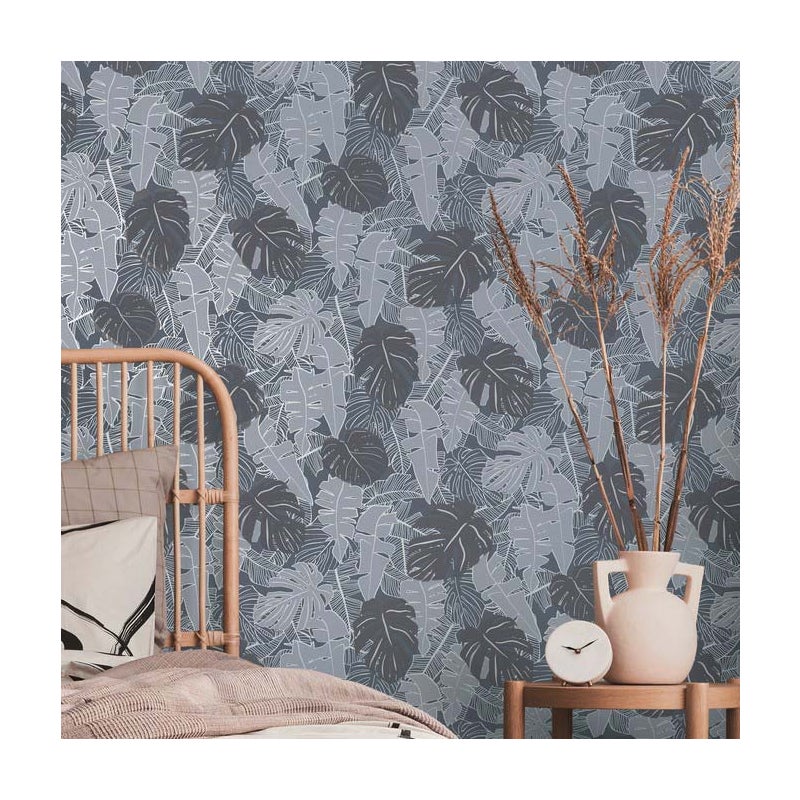 Tapeta palmy szarym - 53 cm x 10.05 m - LIVINGWALLS