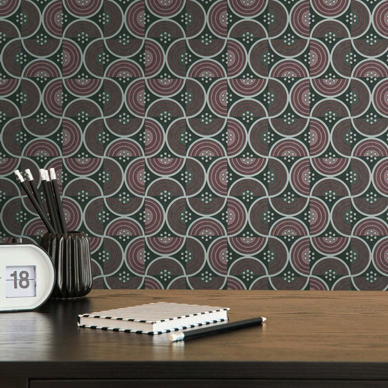 Tapeta motyw graficzny czerwonym,zielonymIczarnym - 53 cm x 10.05 m - LIVINGWALLS