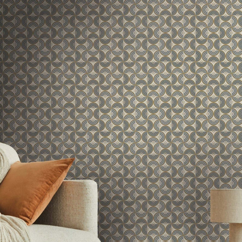 Tapeta motyw graficzny żółtymIszarym - 53 cm x 10.05 m - LIVINGWALLS