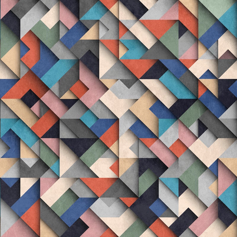 Fototapeta Motyw 3D w wielu kolorach,niebieskim,różowym,czerwonymIbeżowym - 371 x 280 cm - ONE WALL ONE ROLE