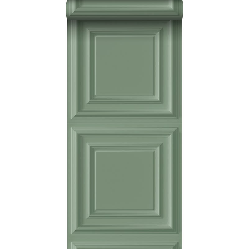 Tapeta flizelinowa z ekoteksturą panele ścienne szaro zielonym - 53 cm x 10.05 m - ORIGIN