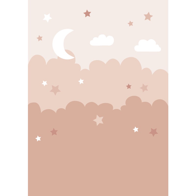 Fototapeta chmury i gwiazdy terakoty różowej - 200 x 279 cm - ESTAHOME