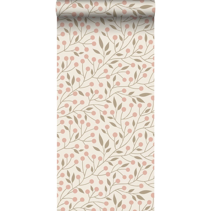 Tapeta kwiatowy wzór białymIróżowym - 53 cm x 10.05 m - ESTAHOME