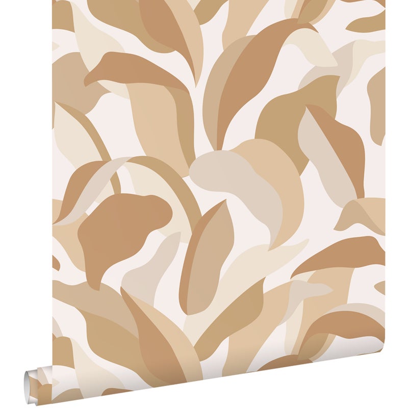 Tapeta tropikalne liście beżowymIterakota - 50 x 900 cm - ESTAHOME