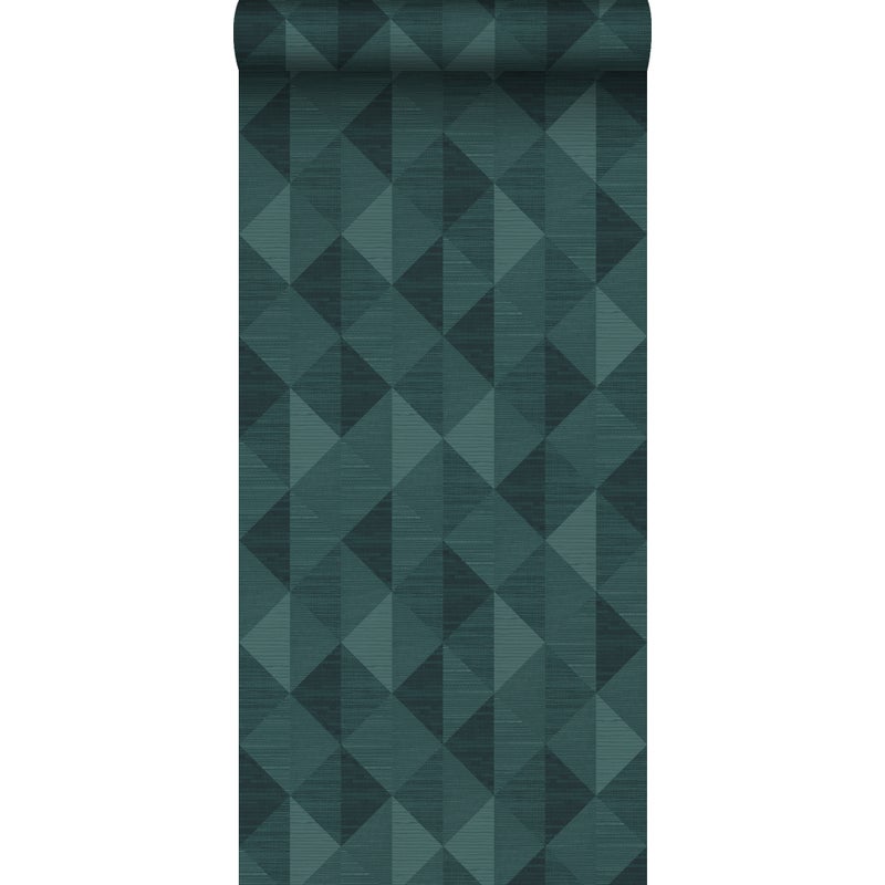 Tapeta flizelinowa z ekoteksturą tkanina z trawy w graficznym motywie 3D petrol blue - 50 x 900 cm - ORIGIN